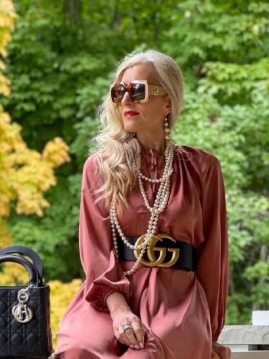 Gucci GG1022S 003 Square Sunglasses -Havana Gradient Ivory/Brown with Gold Chain main image 12